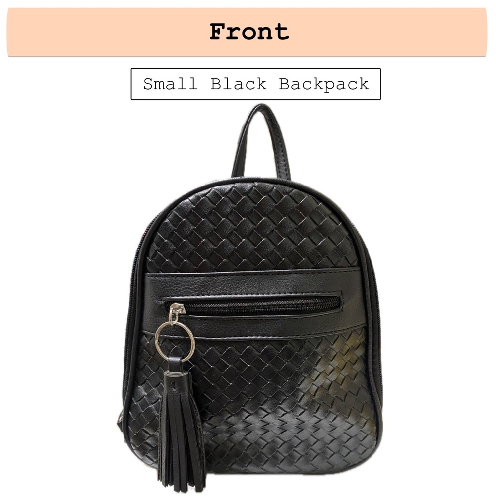 Black Woven Leather Backpack